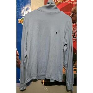 VINTAGE RALPH LAUREN POLO MOCK NECK LONG SLEEVE LIGHT BLUE T SHIRT MENS SIZE XL